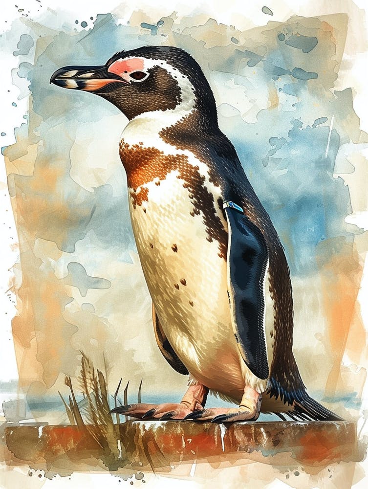 Humboldt Penguin Stewart Island Ulva Island Watercolour Painting 2