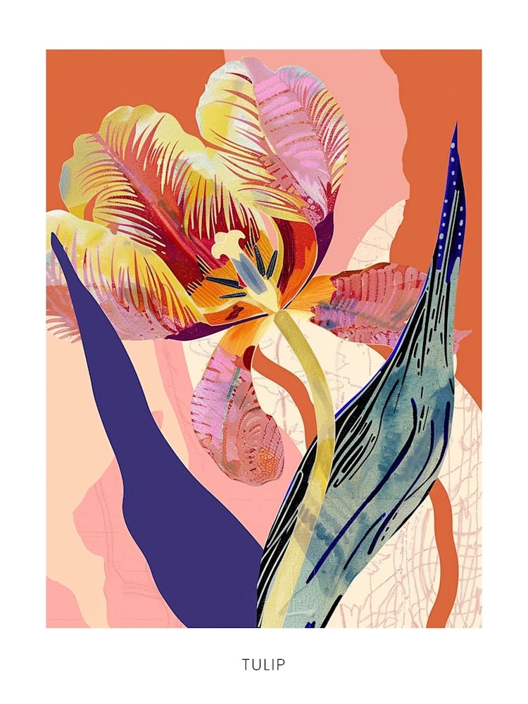 Colourful Flower Illustration Poster Tulip 2