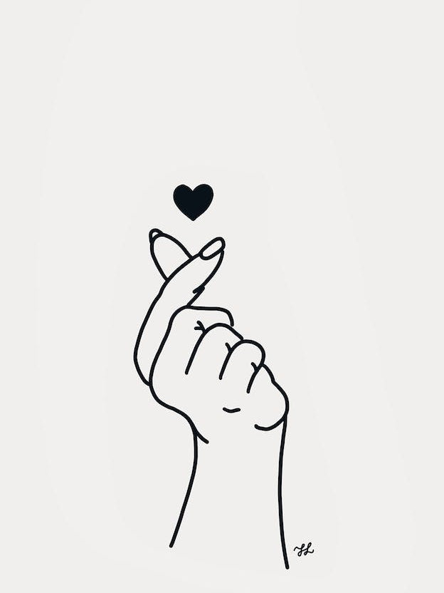 Black And White Hand Heart