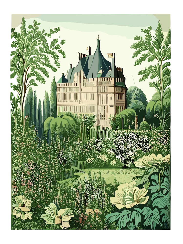 Jardins du Château de Chenonceau, France Botanique Vintage