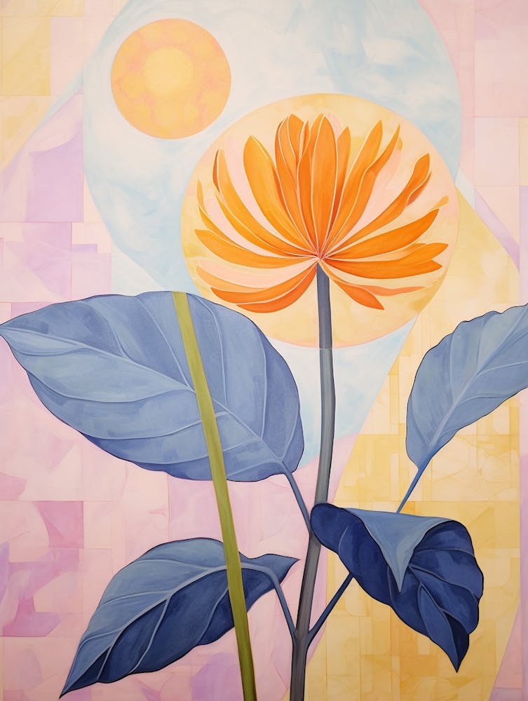 Calendula 4 Hilma Af Klint Inspired Pastel Flower Painting