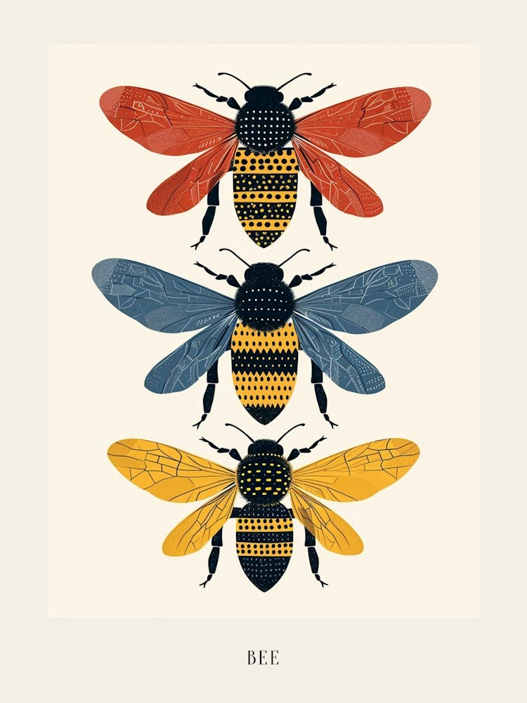Colourful Insect Illustration Bee 5 Poster