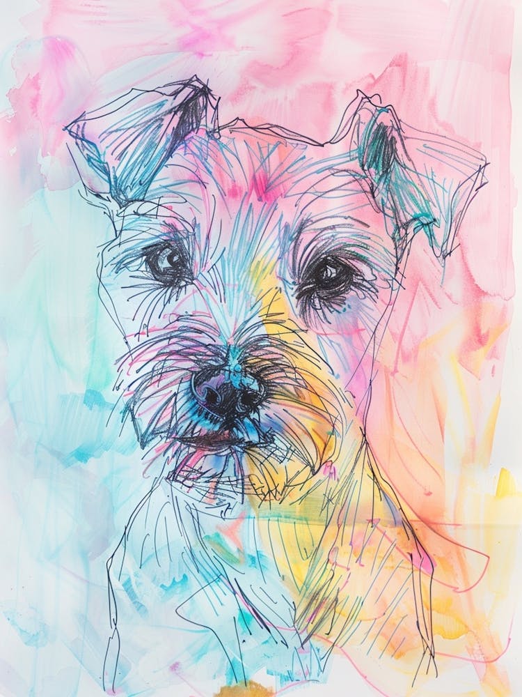 Pastel Norfolk Terrier Dog Line Illustration 2