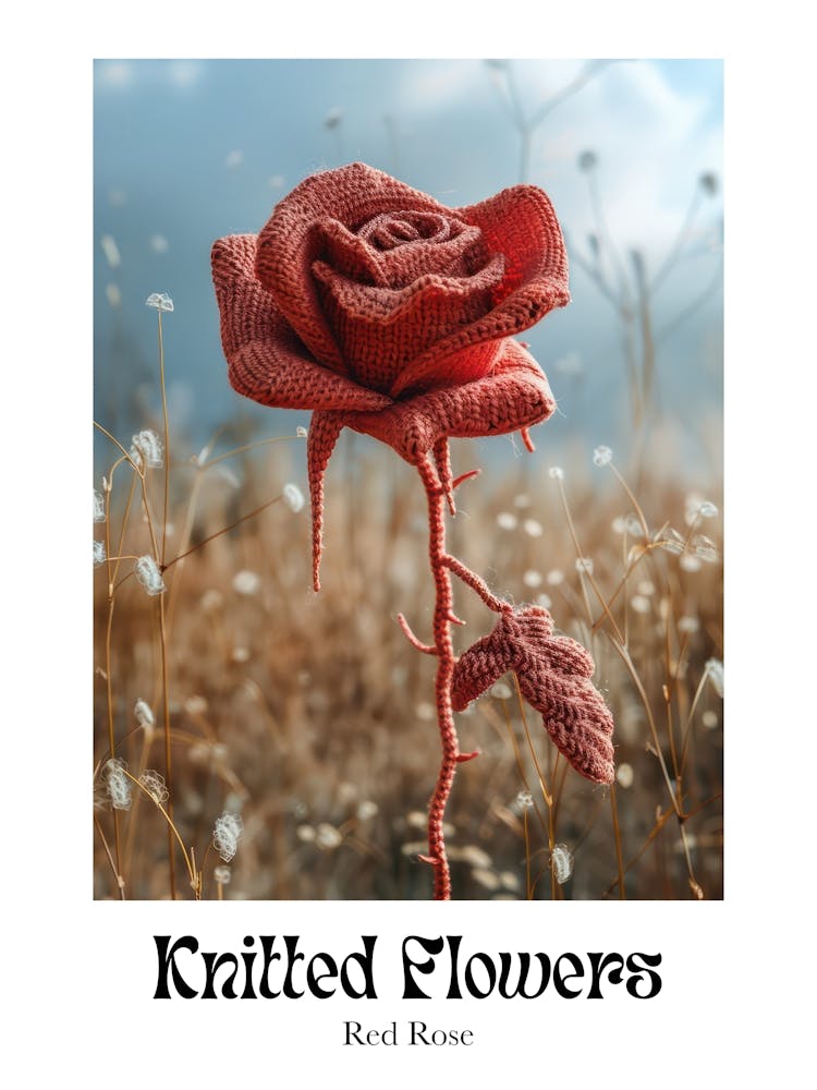 Knitted Flowers Red Rose 2