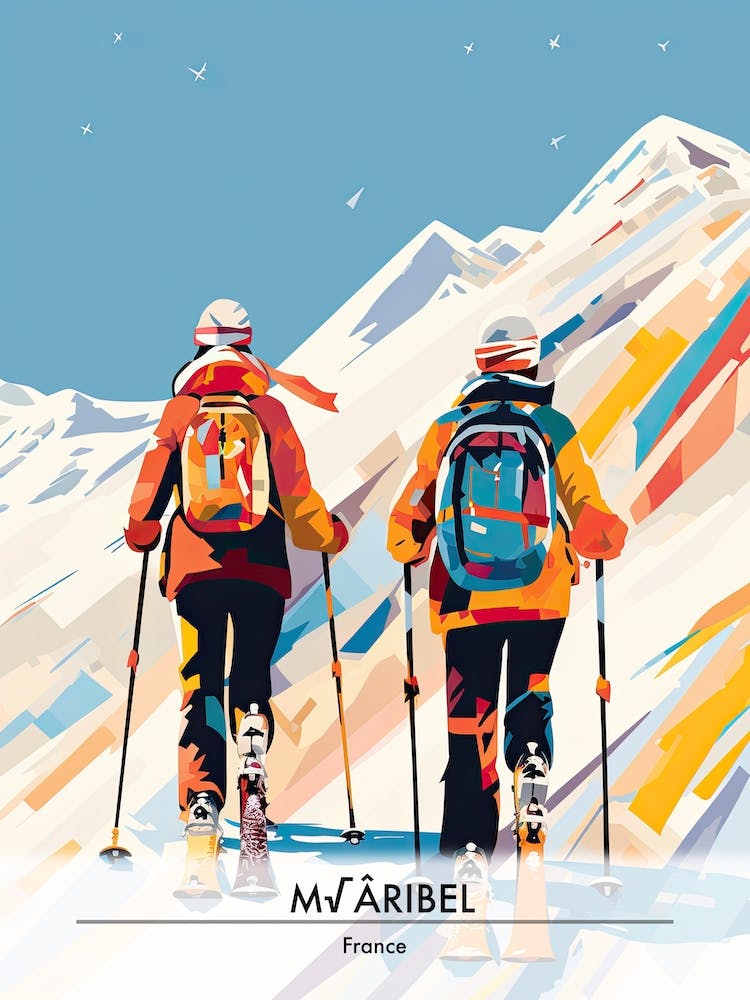 Meribel   France, Ski Resort Poster Illustration 3