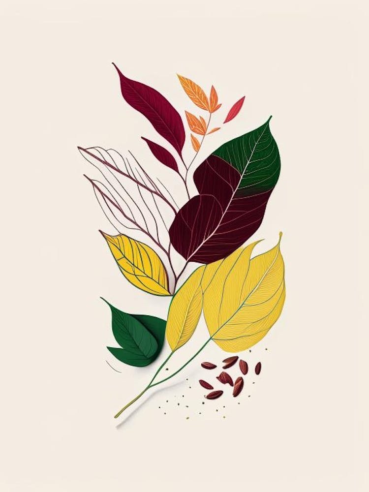 Curry Leaf Spices And Herbs Minimal Line Drawing 1