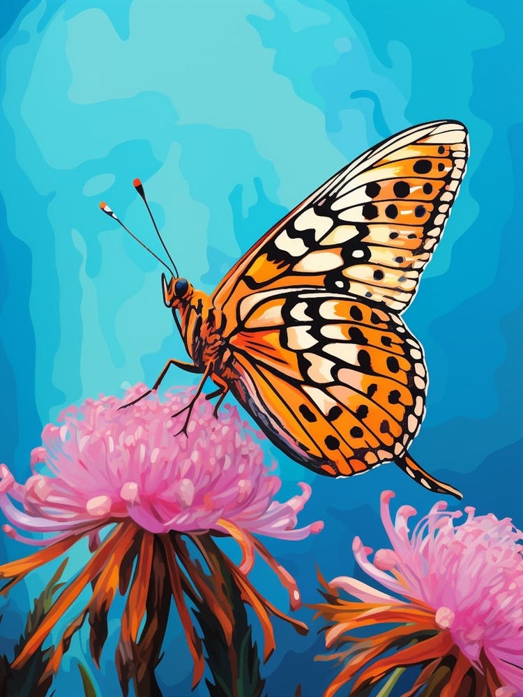 Pop Art Pearl Bordered Fritillary Butterfly 3