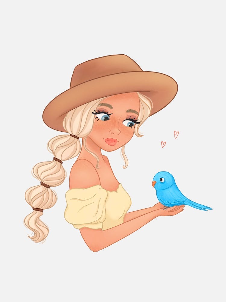 Girl And Bird