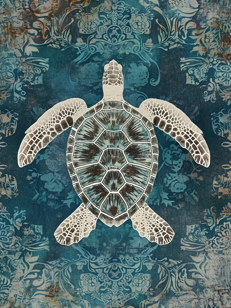 Aqua Ornamental Sea Turtle 1