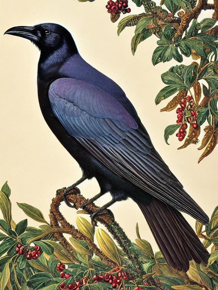 Raven Haeckel Style Vintage Illustration Bird