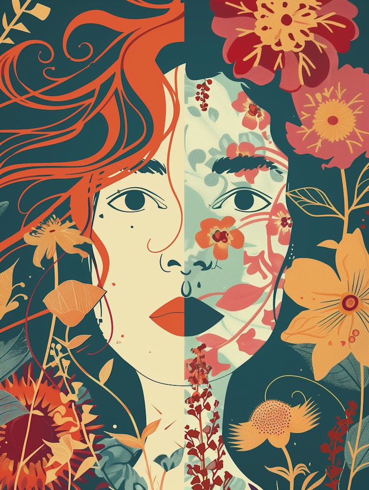 Portrait Of A Woman With Flowers