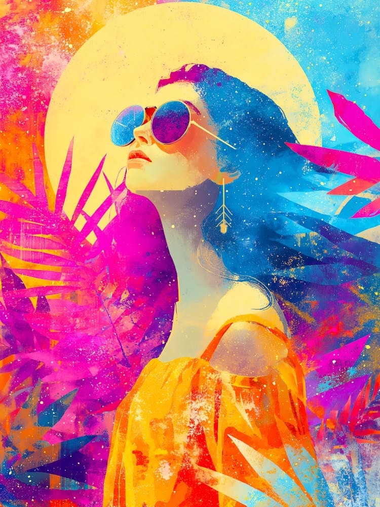 Tropisches Mädchen mit Sonnenbrille