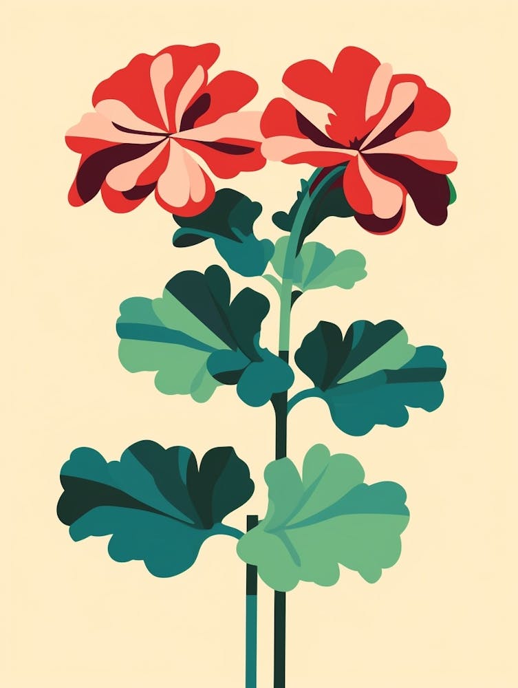 Cut Out Style Flower Art Geranium 2