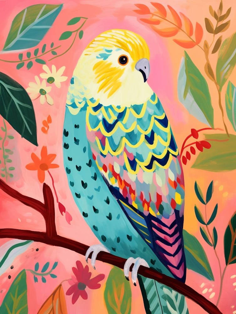 Pink Scandi Budgerigar 1