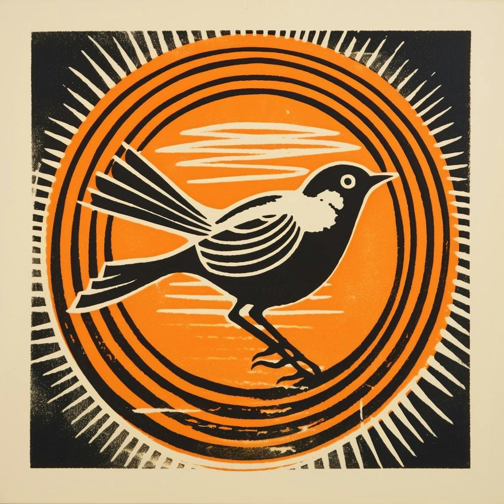 Retro-Vogel Lithografie Spatz 6