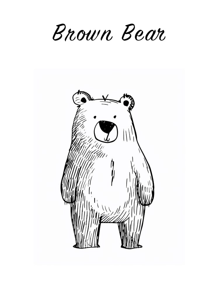 B&W Brown Bear Poster