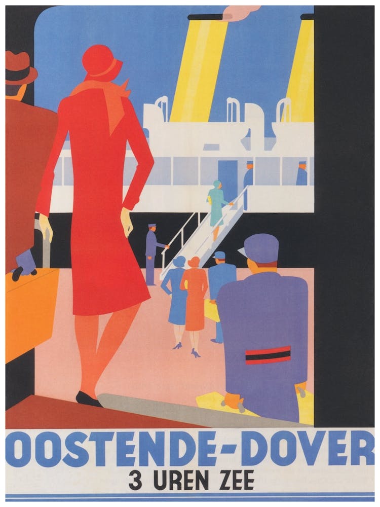 Oostende-Dover Belgium Vintage Travel Poster