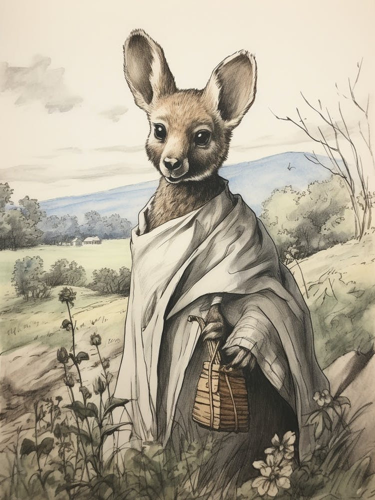 Storybook Animal Watercolour Kangaroo