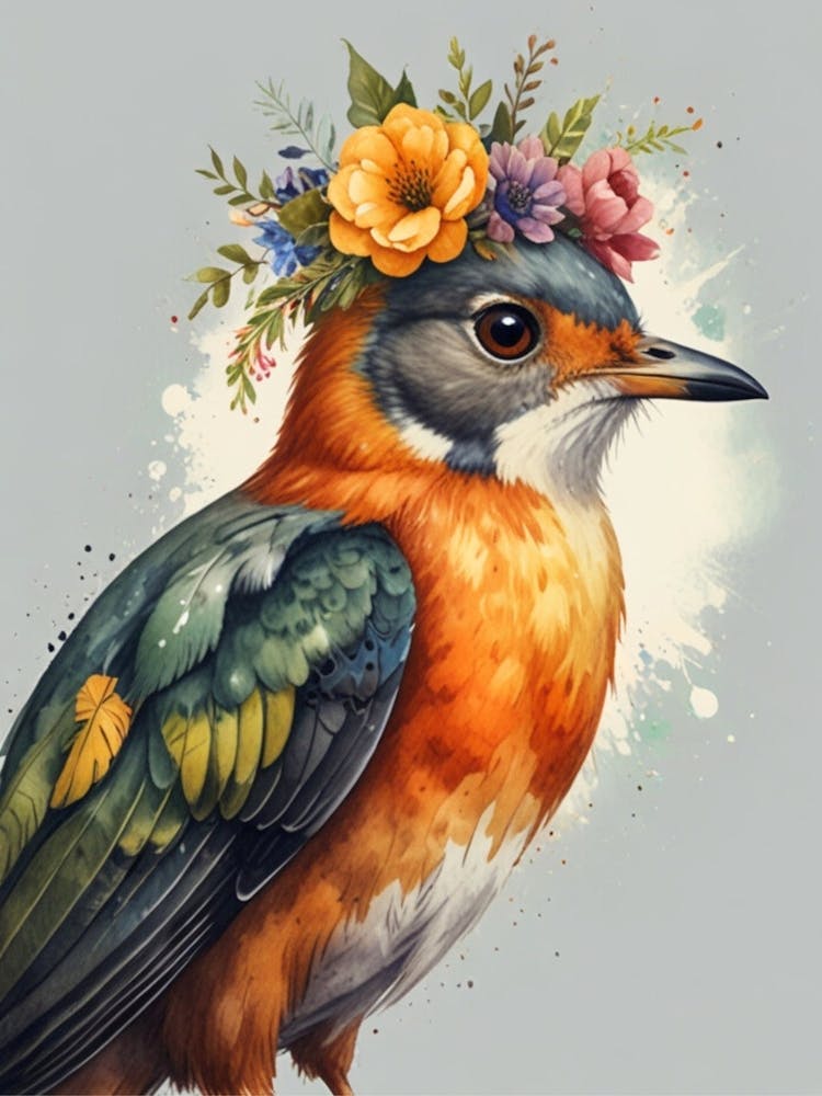 Bird With Flowers 3