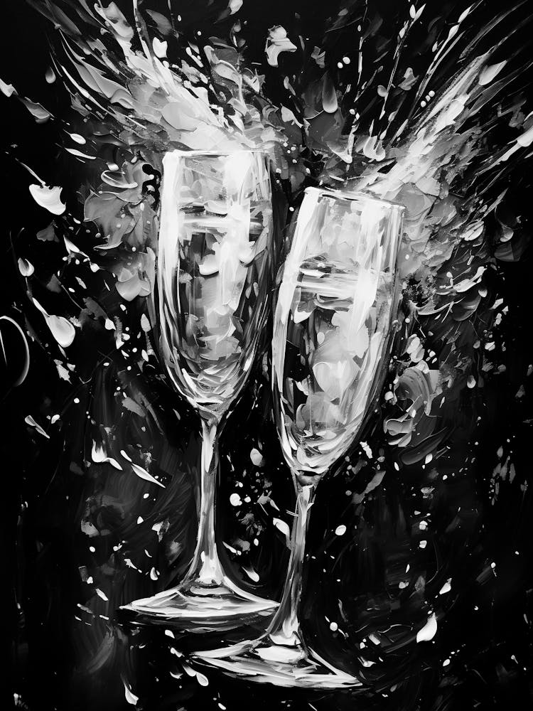 Champagne Glasses On A Black Background