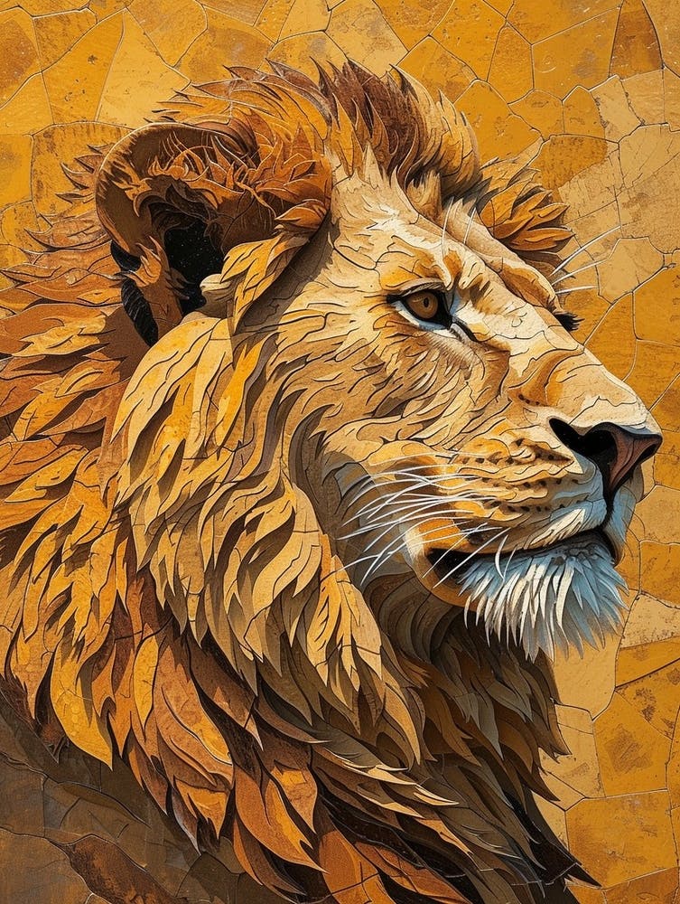 Barbary Lion Relief Illustration Male 3