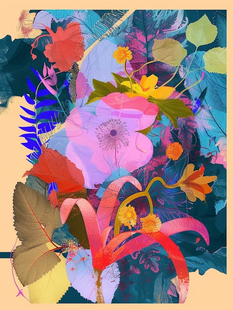Korallen-Glocken 4 Neon-Blumen-Collage