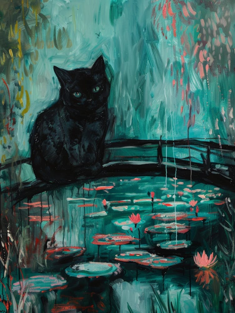 Cat In The Pond
