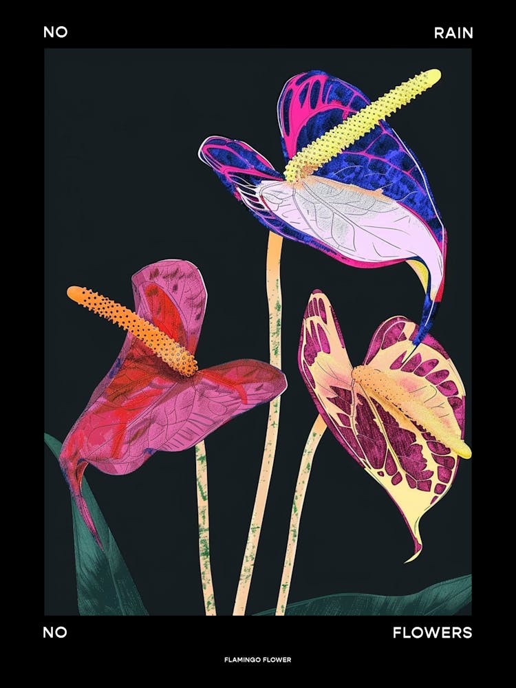 No Rain No Flowers Poster Flamingo Flower 3