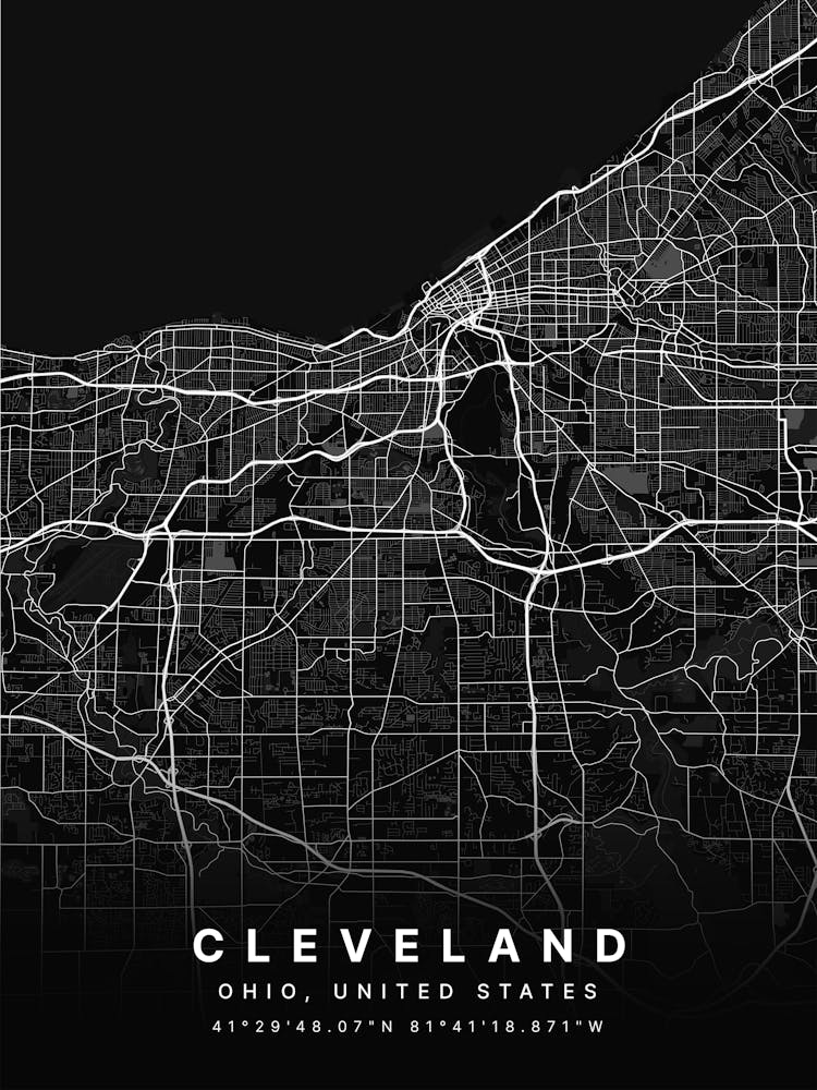 Cleveland Ohio USA Black Map