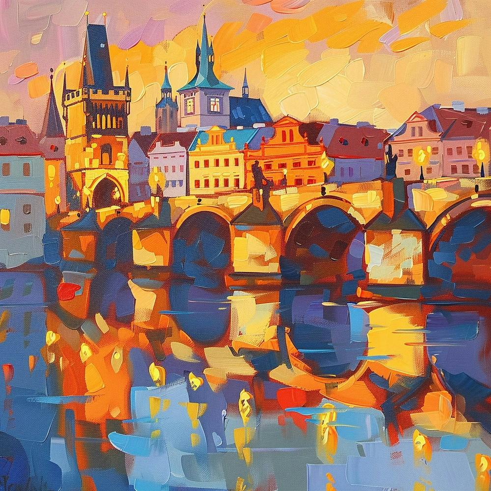 A Prague With Charles Bridge Oil Painting Illust 1720468046 3