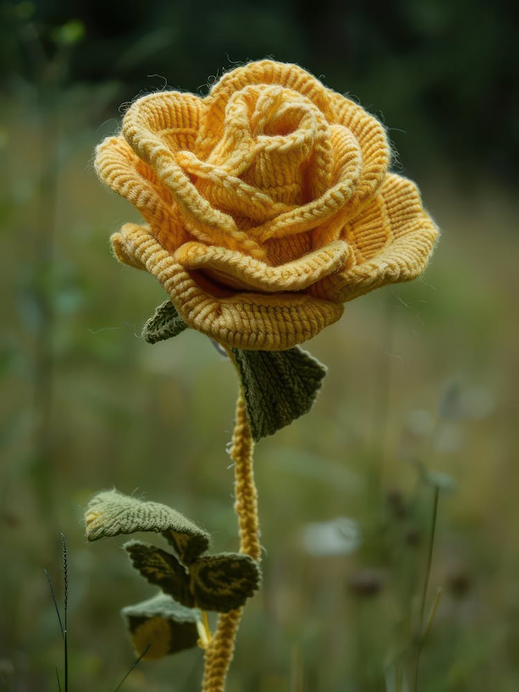 Gelbe Rose gehäkelt 3