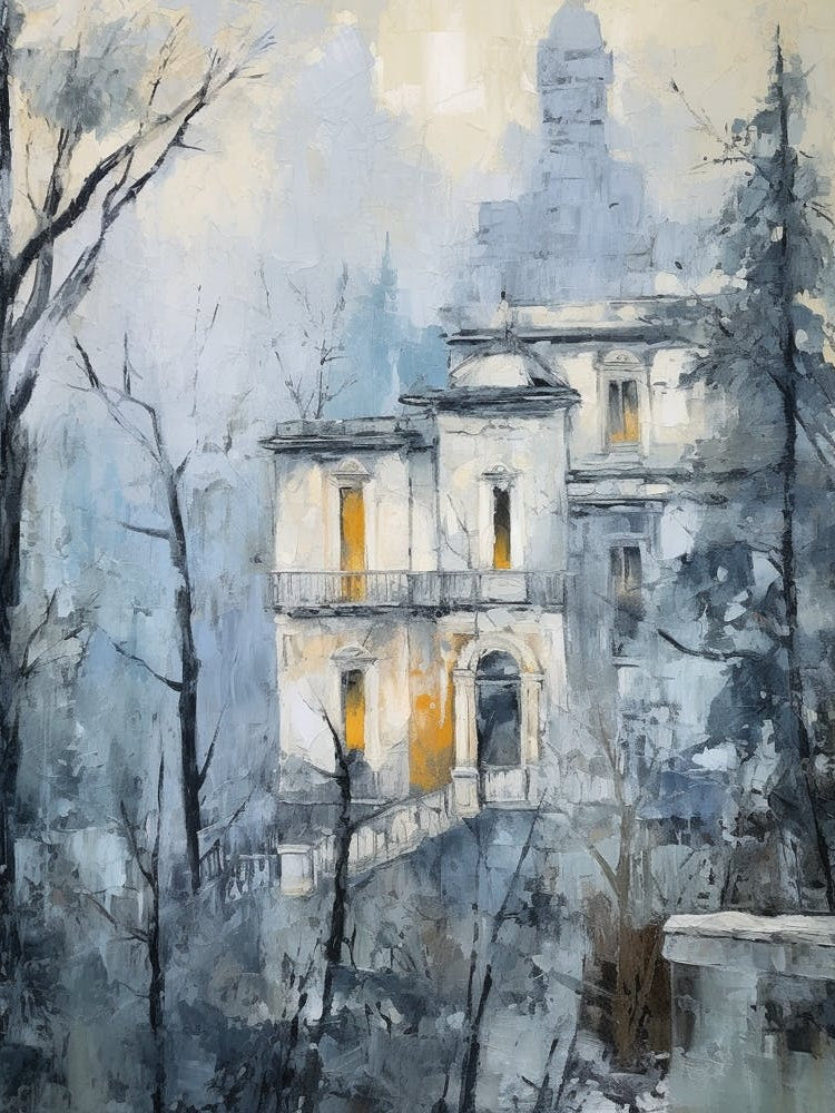 Winter City Park Painting Villa Ada Rome
