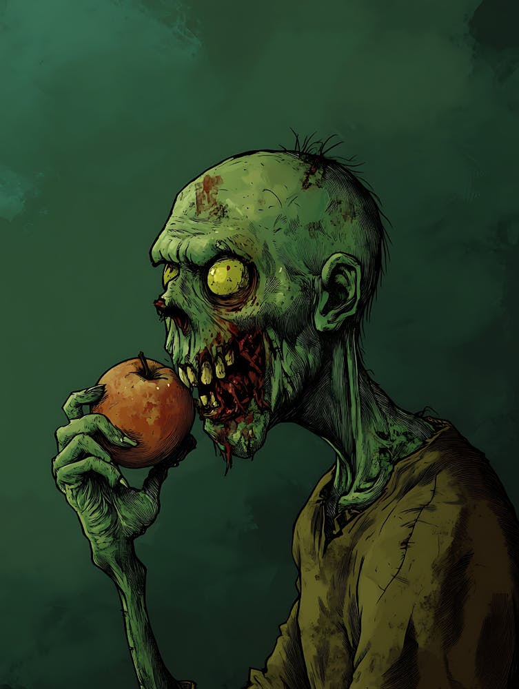 Scary Zombie Eating An Apple 12