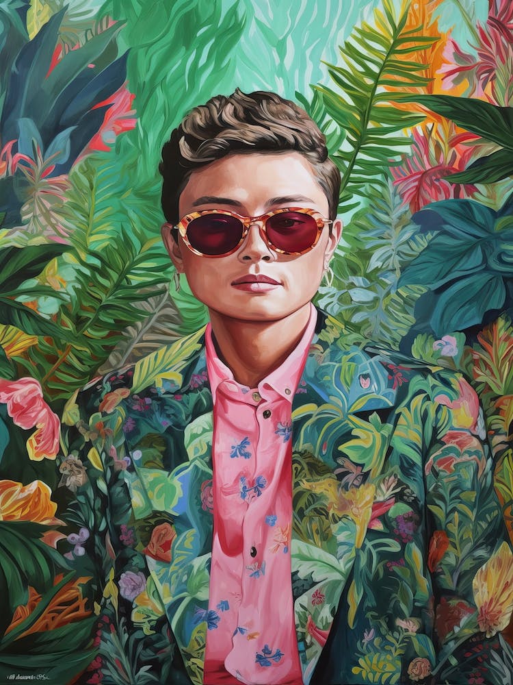 Floral Handpainted Portrait Of Daniel Kwan 2
