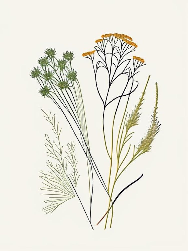 Caraway Spices And Herbs Minimal Line Drawing 2