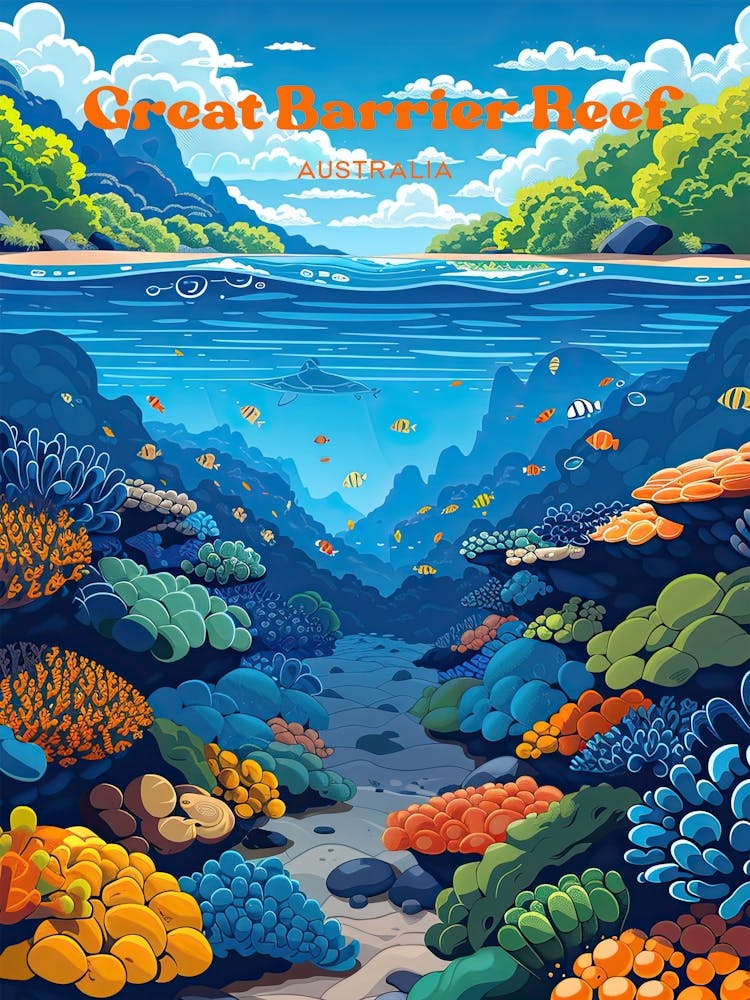Great Barrier Reef Scuba Diving Travel Art
