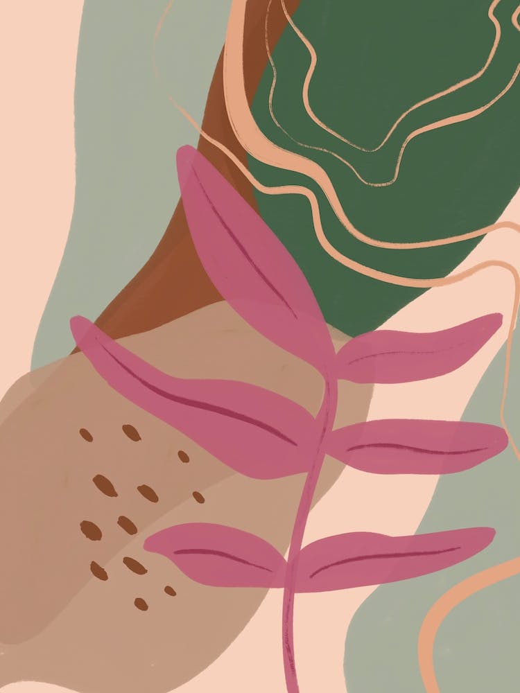 Abstract Modern Leaf Pink