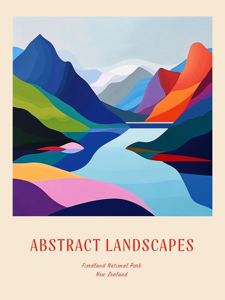 Colourful Abstract Fiordland National Park New Zealand 7 Poster