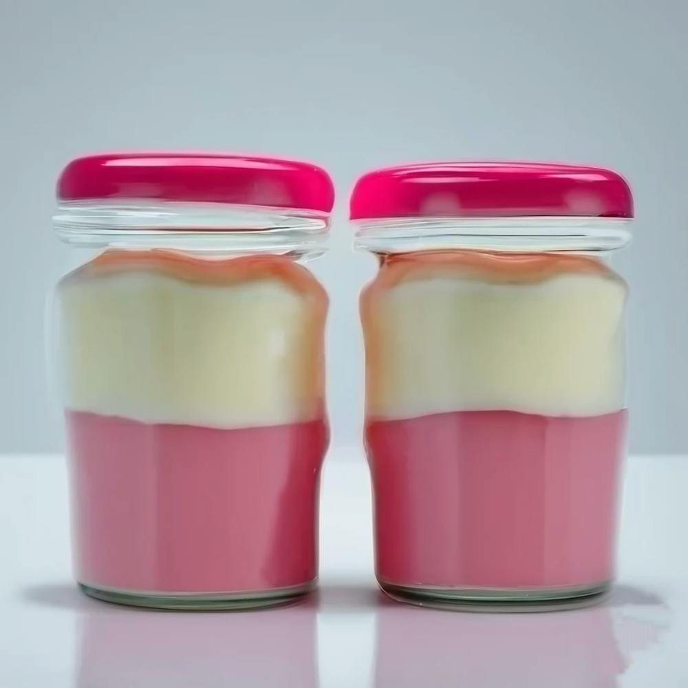 Pink And White Jars With Cream