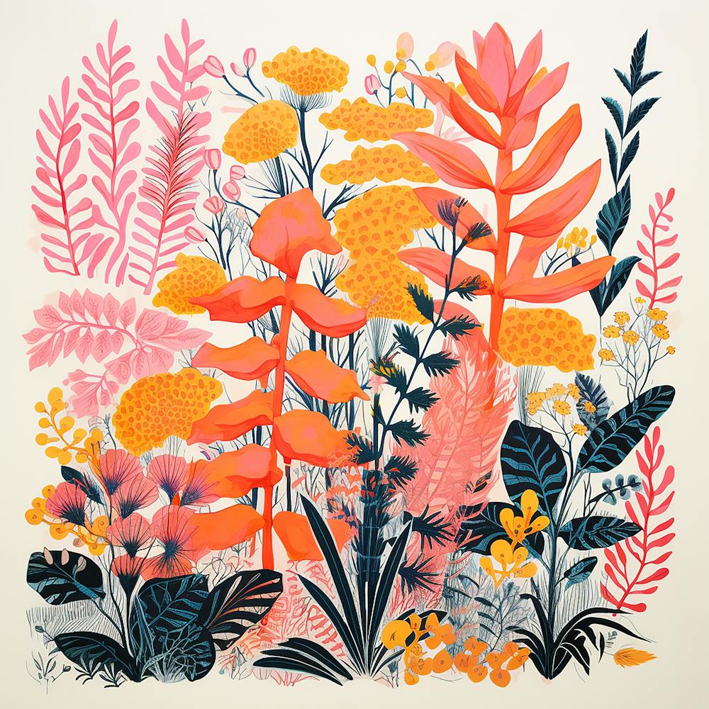 Abstract Botanical Floral Illustration