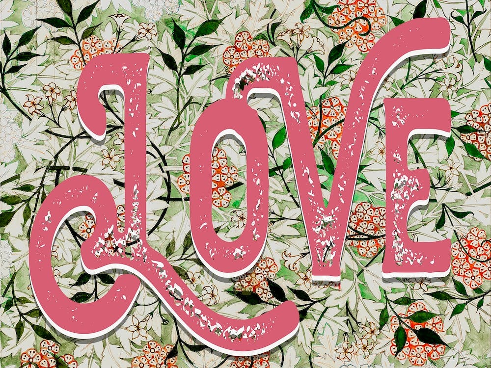 Love Floral Pattern Vintage Typography