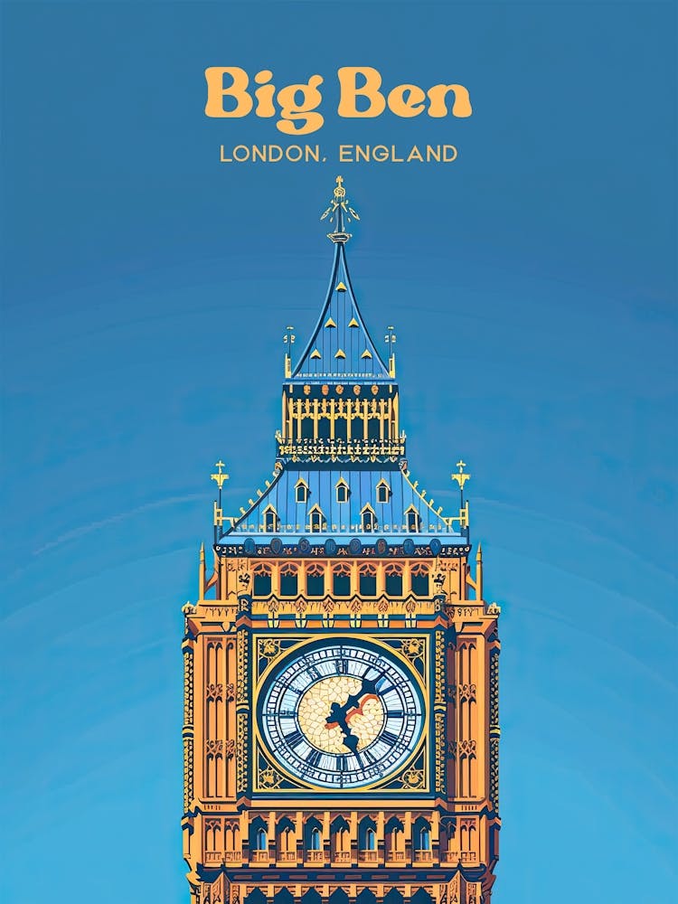 Big Ben London Summer Travel Illustration