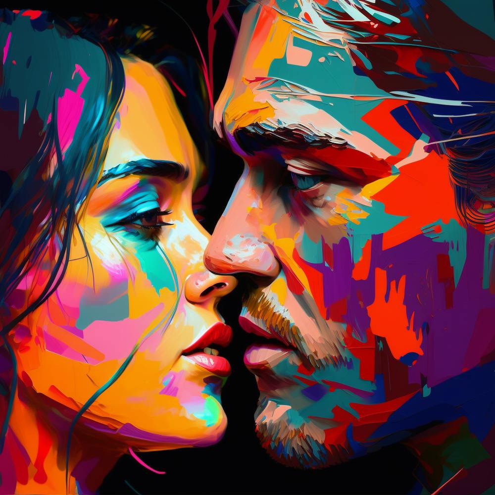 Couple In Love Kiss Fine Art Style Portrait
