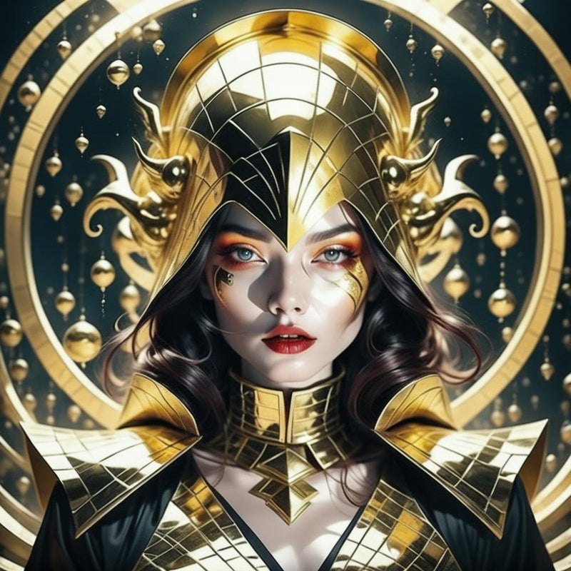 An Ancient beautiful Lady with Gold Helmet