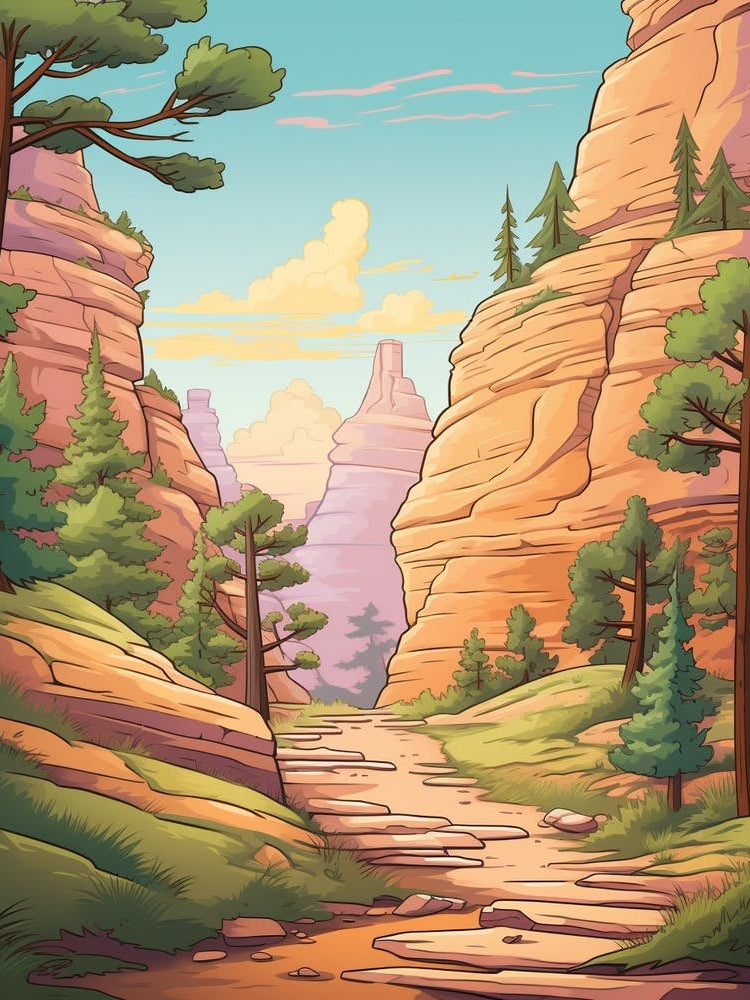 Angels Landing Usa Hike Illustration