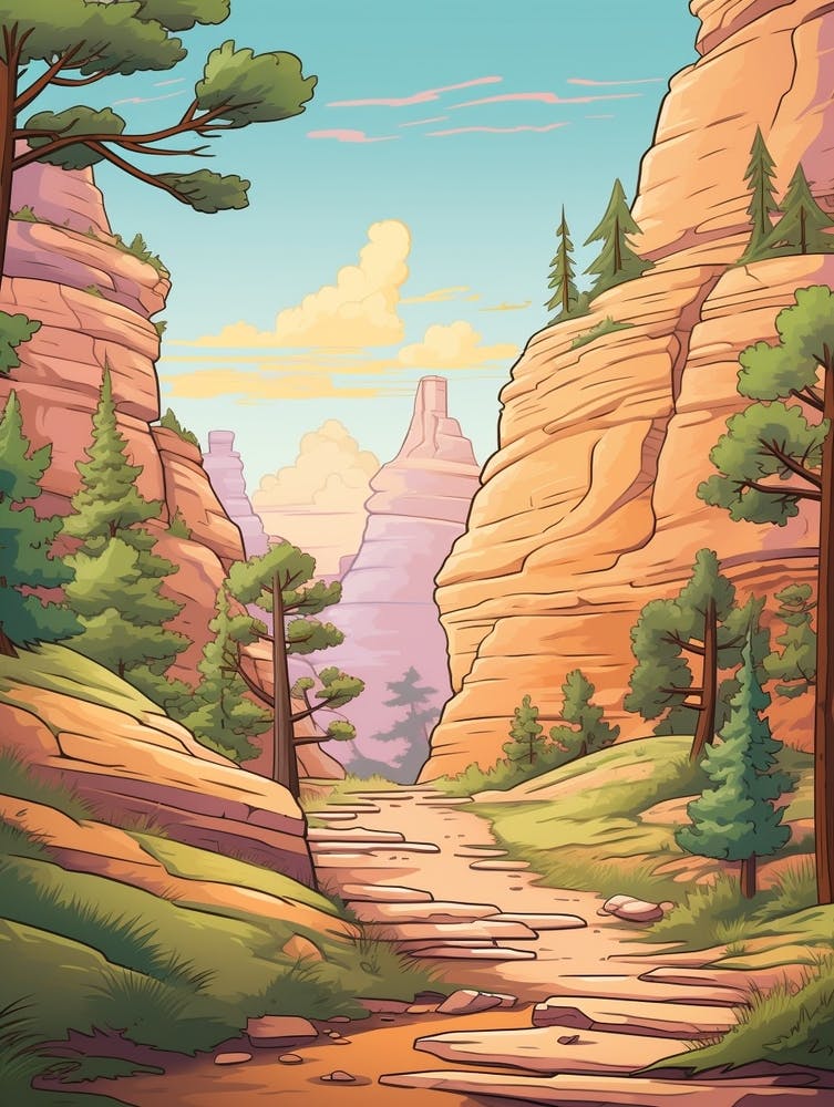 Angels Landing Usa Hike Illustration
