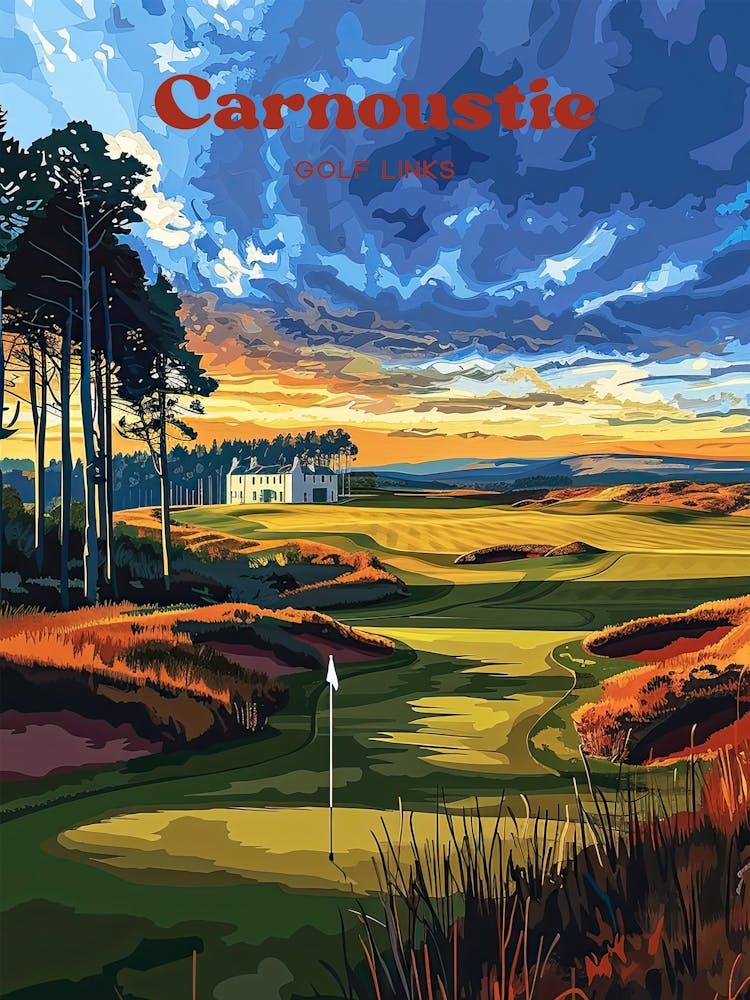 Carnoustie Golf Links Championship Course Art Illustration