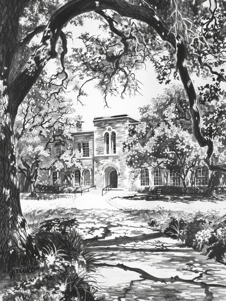 The Blanton Museum Of Art Austin Texas Black And White Drawing 1