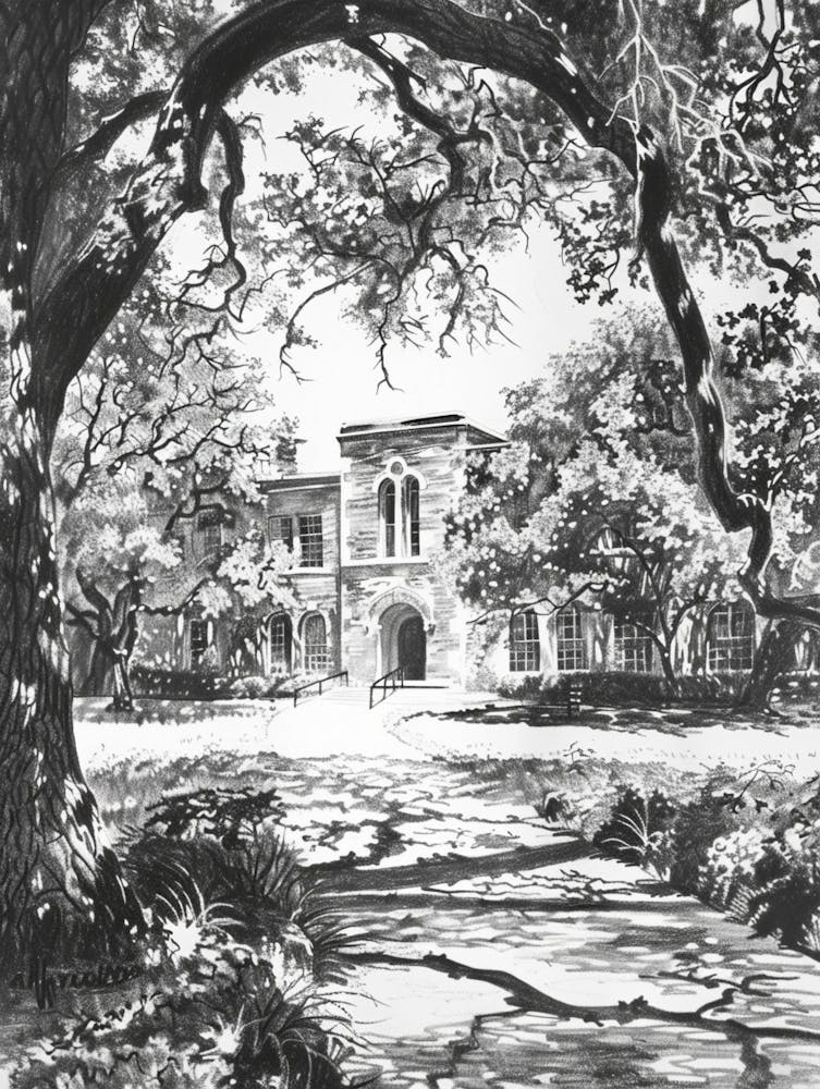 The Blanton Museum Of Art Austin Texas Black And White Drawing 1