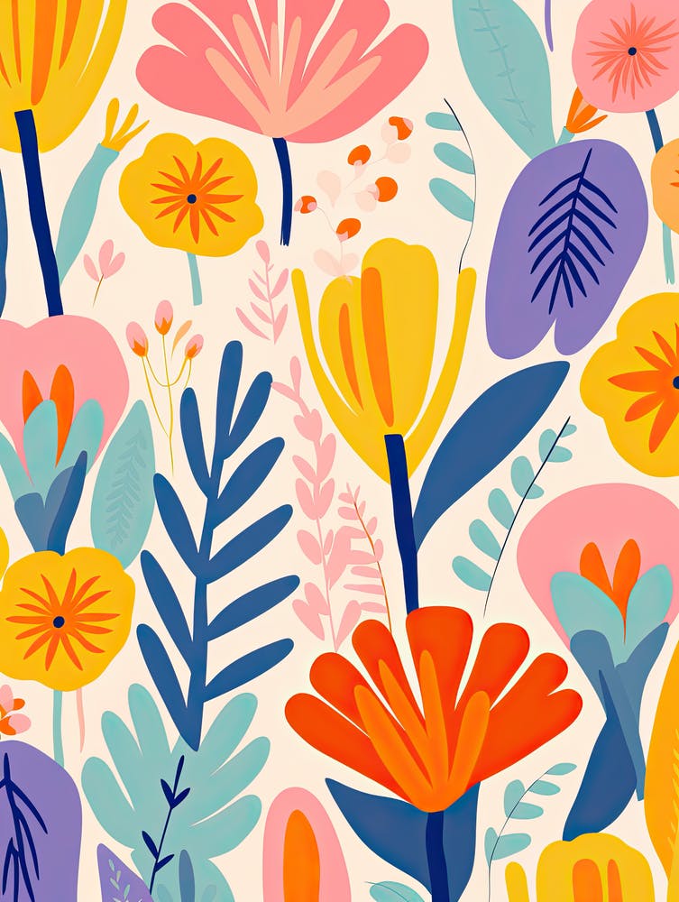 Tourbillon de Pétales Vibrants; Marché aux Fleurs Fantaisiste